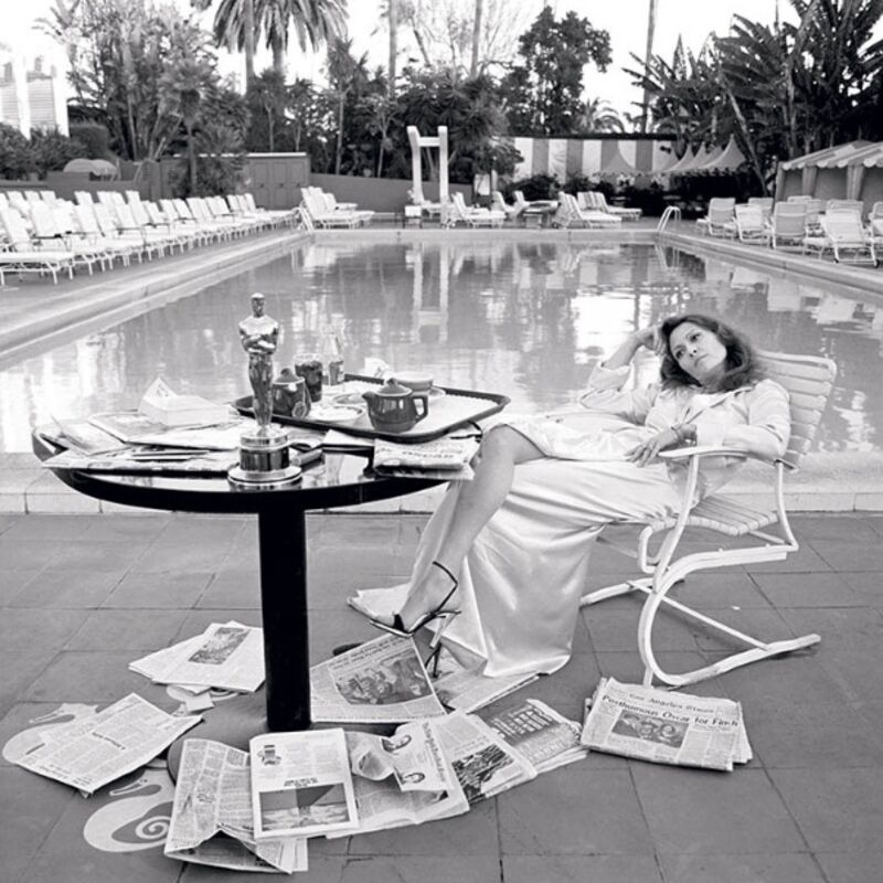 Faye Dunaway at the Pool Black and White