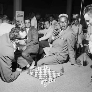 Gene Lees playing chess with Dizzy Gillespie.
