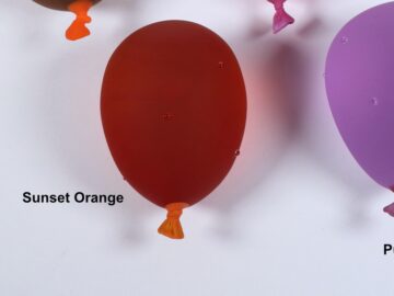 Sunset Orange Water Balloon with Droplets