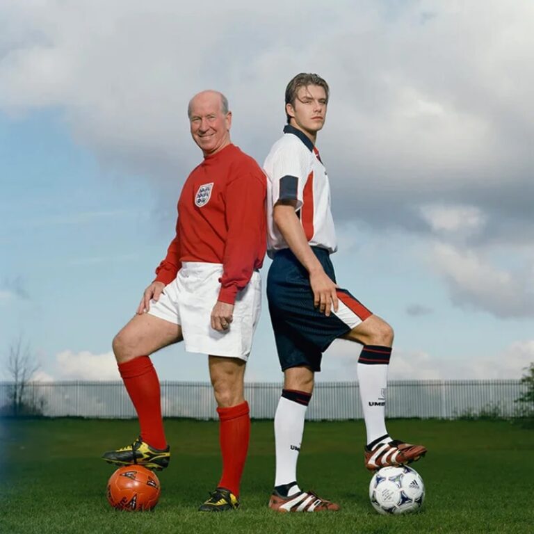 David Beckham and Bobby Charlton